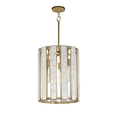Maxim Lighting Miramar 3-Light Foyer Pendant, Capiz/Natural Aged Brass 12802CZNAB